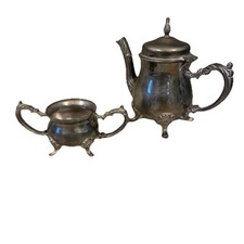 Silver plate Child  s Tea Set Pitcher And Suger Unpolished  