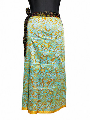 Indian Silk Sari Wrap Boho Hippie Long Festival Beach Skirt  Reversible 108