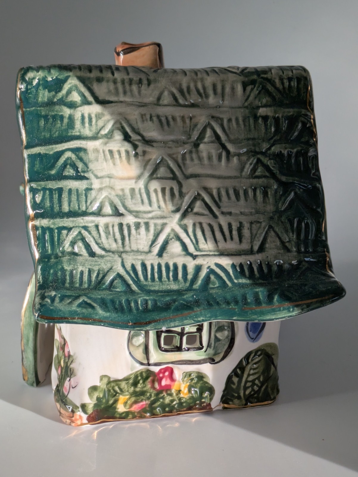 Blue Sky Clayworks Floral Cottage Tea Light Holder 2000 Signed Heather Goldminc