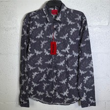 Hugo by Hugo Boss Men's Ermo Butterfly Patterned Shirt - Black medium 128