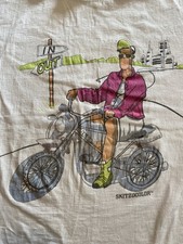 Vntg Fast Skitzocolor Made In The USA Graphic Motorbike T Shirt SZ S/M