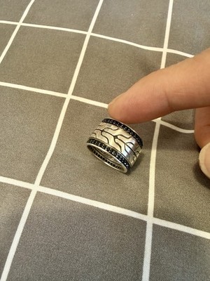 John Hardy Men s Sterling Silver Band Ring With Black Sapphire