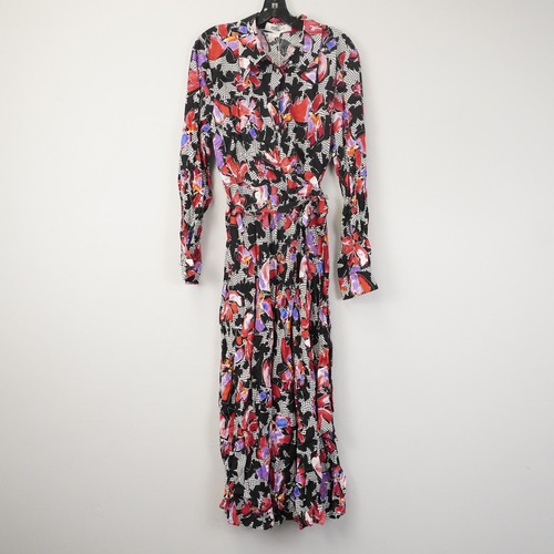 Diane Von Furstenberg Tori Long-Sleeved Wrap Dress in Odette Floral Size L - Picture 2 of 7