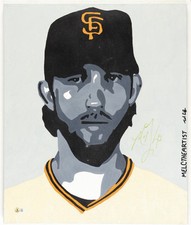1/1 SF Giants Madison Bumgarner Auto Signed Canvas Painting, Beckett Authentic