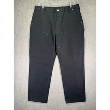 Carhartt Pants Mens 40x32 Black Loose Fit Firm Duck Canvas Double Front B01 BLK
