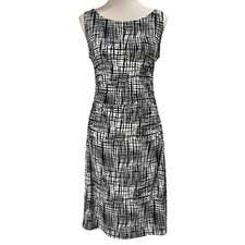 Norma Kamali Column Print Knee-length Dress Shirred Sheath Sleeveless Jersey