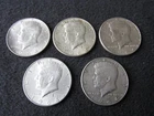 Lot of 5 1964 Kennedy Silver Half Dollars