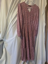 Fashion Brand Womens Dress Sz Sm Scattered Red And White Print Long Sleeve Vneck