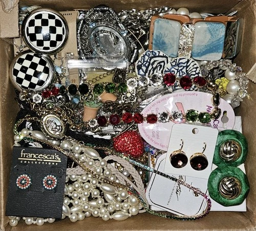 Costume Jewelry Lot ALL WEARABLE 14+ lbs. Vintage-Mod Mystery/Treasure Hunt #115