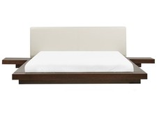 EU Super King Size Faux Leather Headboard Bed Dark Wood ZEN