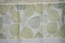 Large Leaves Shower Curtain LEAF TOSS Top Border Light Aqua Green on Cream NEW