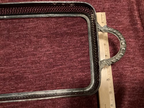 Vintage Silver Plated Rectangular Footed Serving Tray Crescent 11 x 7 “ - Picture 6 of 6