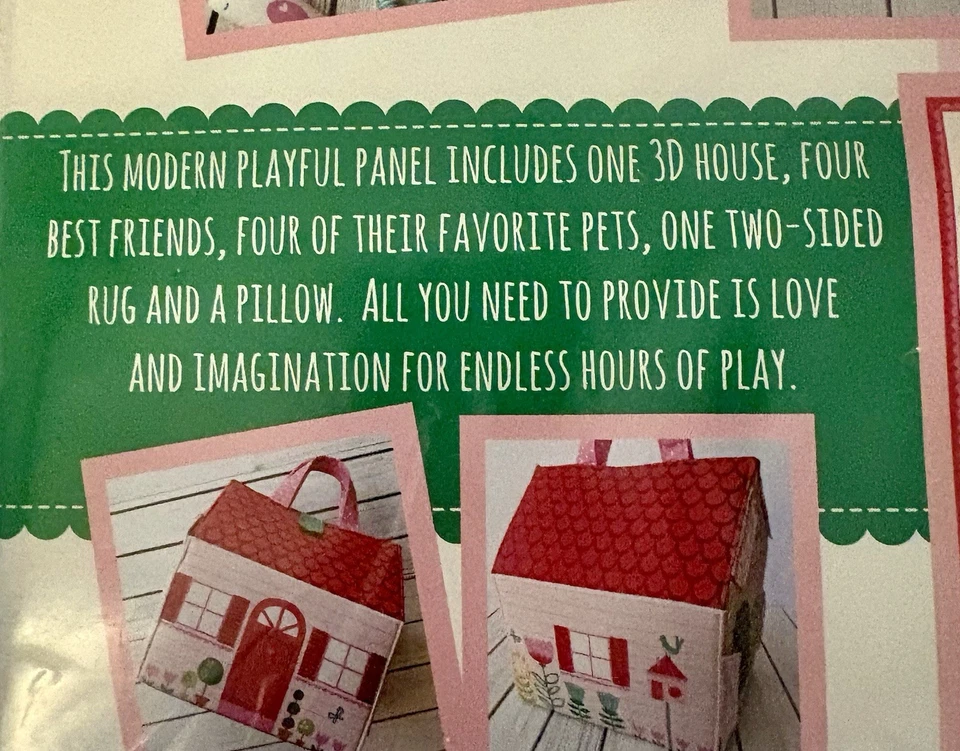 Rare, Stacey Hsu Best Friends Forever Playhouse Kit, Moda Fabric, House 4 Dolls - Image 2 of 4