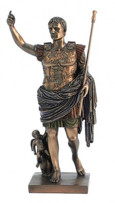 Augustus Caesar Römischer Kaiser Statue 29cm Bronzeharz Italfama Italien