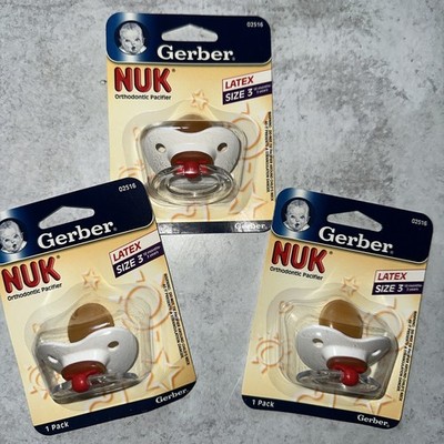 Gerber NUK Orthodontic Pacifiers Size 3 Toddler 18M+  3 Pack Rubber Latex White