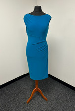 Lauren Ralph Lauren Designer Teal Ruched Gather Detail Stretch Dress See Desc