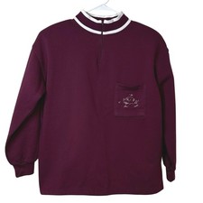Adidas Vintage 90s Burgundy Mock Neck Quarter Zip Sweatshirt Pullover Size M