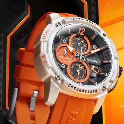 Mark Fairwhale Design New Men's Fashionable Quartz Waterproof  Orange Color Band