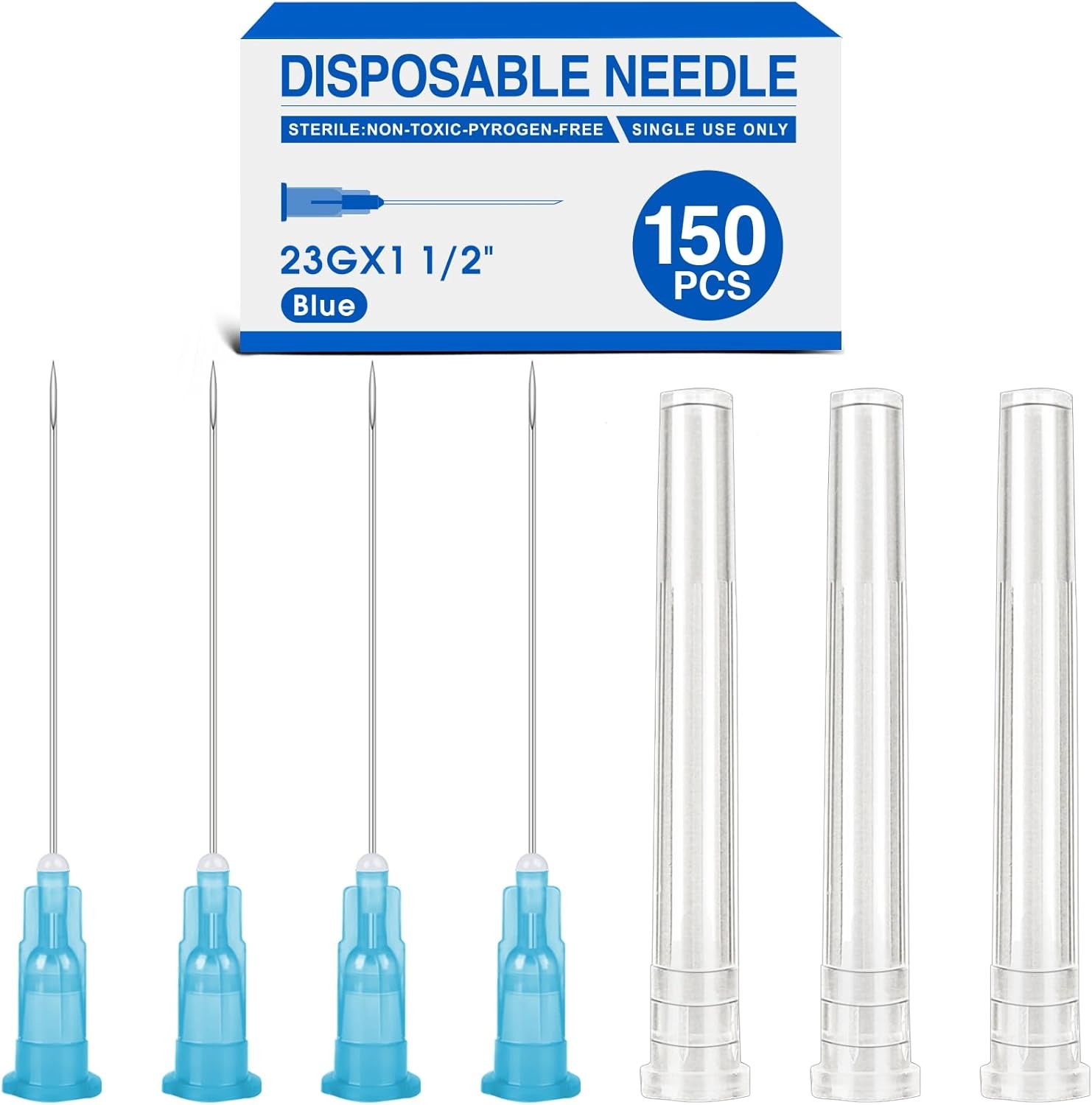 Lot de 150 aiguilles de laboratoire 23G de 1,5 pouce avec raccord Luer Lock sécurisé