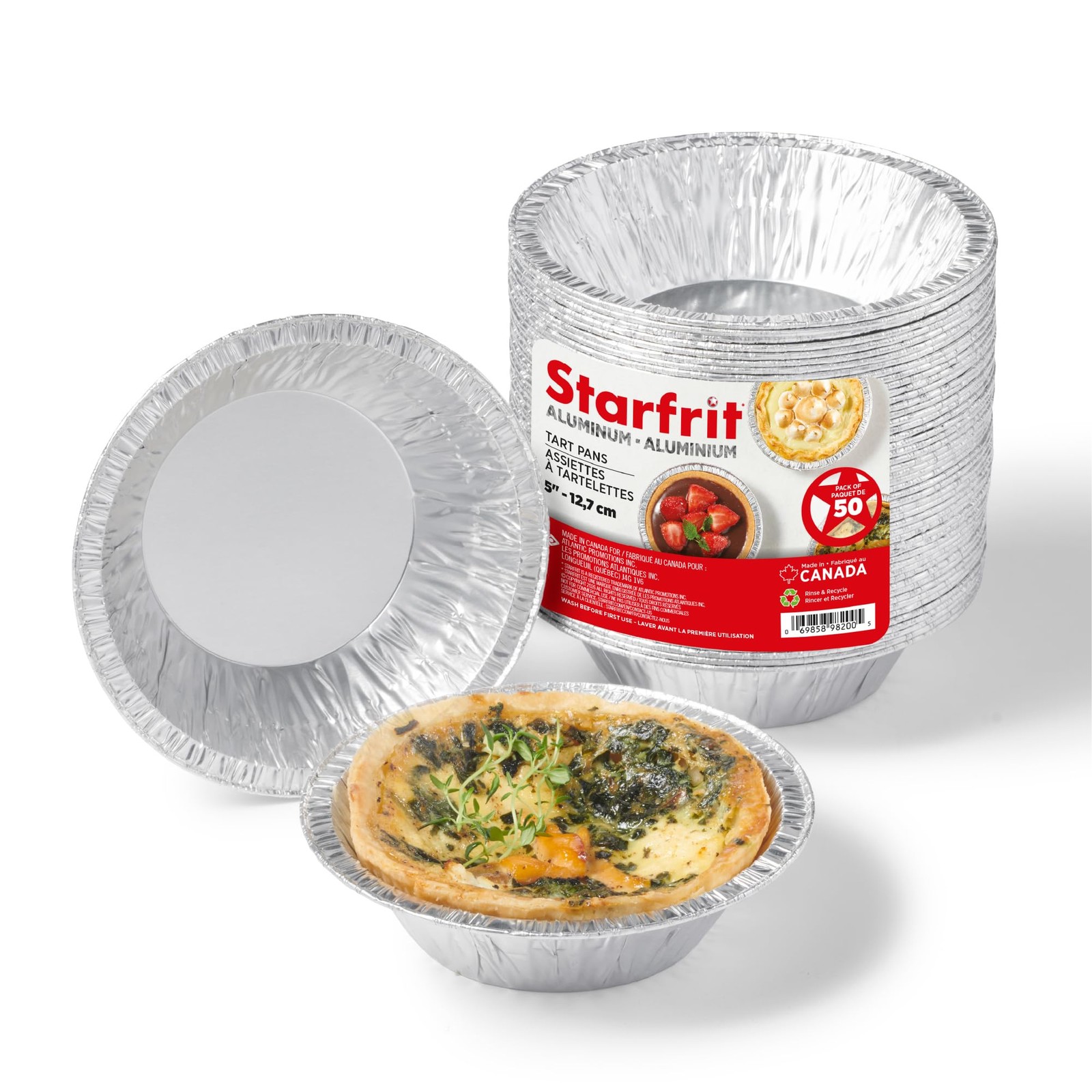 Starfrit 50-Pack 5" Aluminum Tart Plates Disposable Oven & Freezer Safe