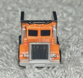 1987 Micro Machines Diecast Dump Truck Vehicle Orange & Black Trunk Bed Galoob