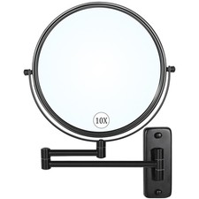 Large Size 9-In Wall Mounted Magnifying Makeup Mirror 1X/10X Magnification,Exten