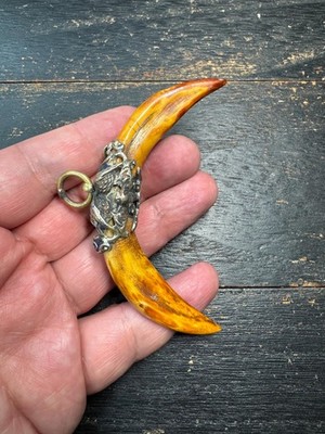 Vintage Tibetan Tooth Amulet Pendant - Unique Tribal Jewelry Talisman