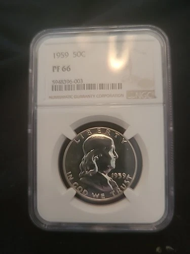 1959 Proof Franklin Half, Blast White, Spot Free NGC PF66