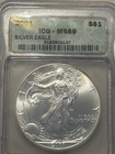 2001 American Silver Eagle, 1 Ounce  .999 Fine Silver , ICG MS69