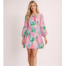 New Lilly Pulitzer Women's Small Auralia Dress Tiger's Lair 3/4 Sleeve