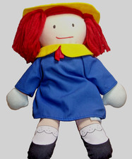 9" Madeline Vintage Plush Cloth Doll 1990 Eden Red Yarn Hair  Blue Dress