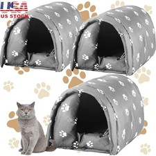 Portable Insulated Cat House Waterproof Outdoor Shelter Easy Assembly Warm Tent