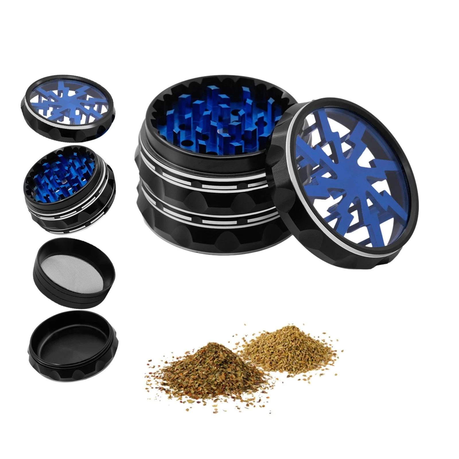 Mcbazel Herb Grinder, 2.5 Inches 4 Pieces Aluminium Spice Grinder Black/White