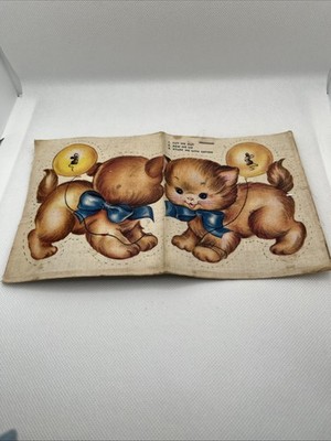 Vtg Vintage Panel for stuffed Kitty Cat With Balloon