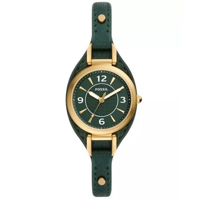 Fossil Carlie Three Hand 28mm Green LiteHide Leather Watch 28mm Everyday Wear
