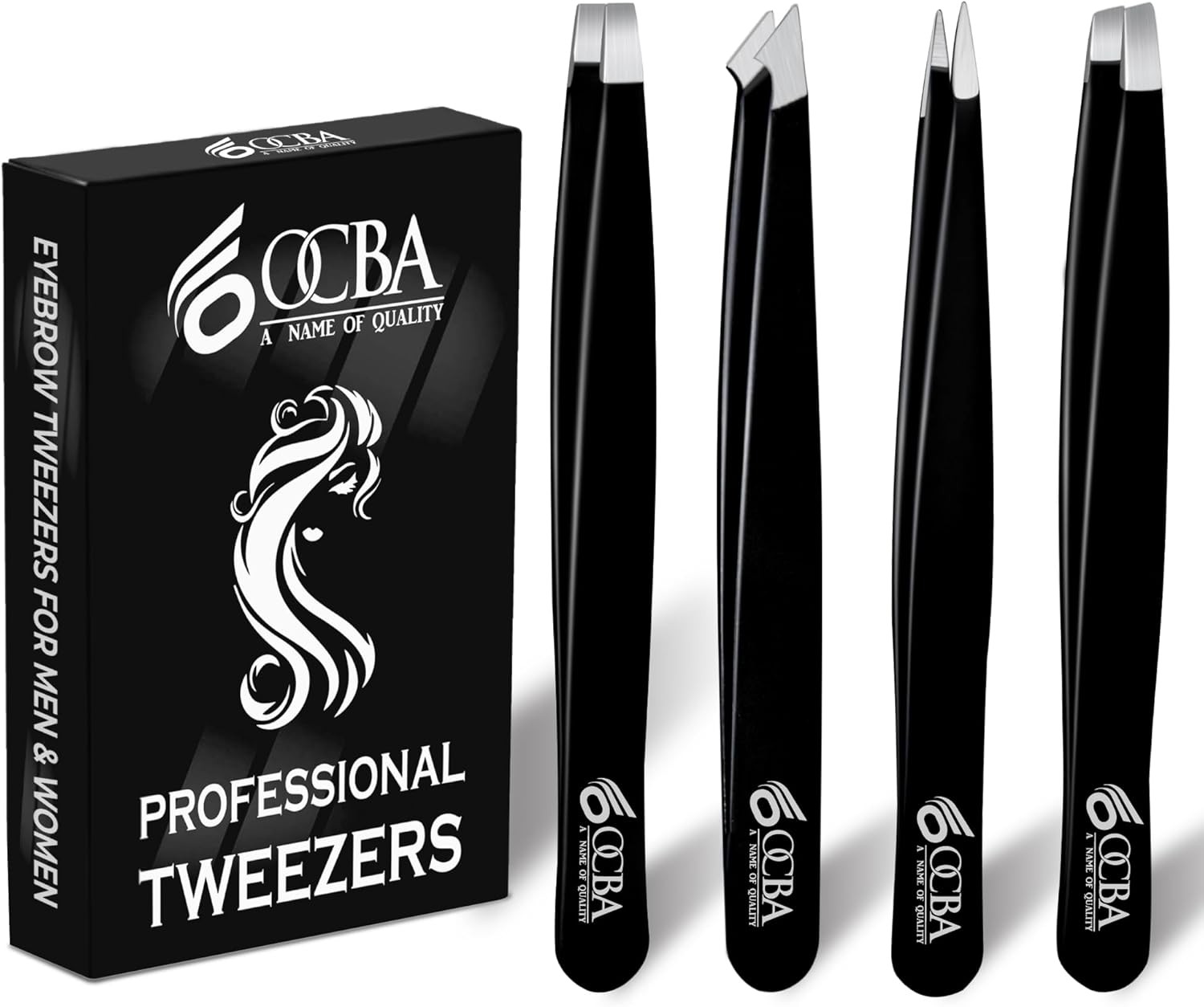 OCBA Tweezers for Facial Hair Women & Men for Precise Grooming of Eyebrows - Pr