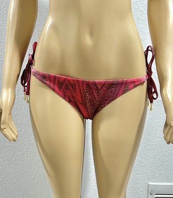 Bellissima Swimwear Bikini Bottom Size M Medium Side Tie Tassel With Gold Accent