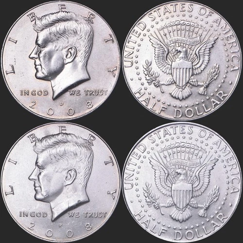 2008 P and D Kennedy Half Dollars NIFC BU from Bank Rolls 2 coins