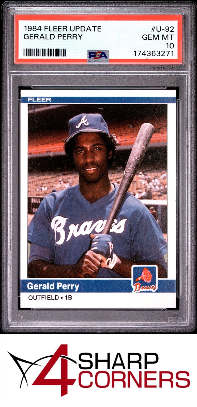 1984 FLEER UPDATE #U-92 GERALD PERRY RC BRAVES PSA 10