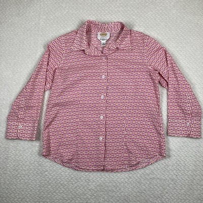 Talbots Button Up Top Small Sz 4 Pink Stretch Wrinkle Resistant Business Office