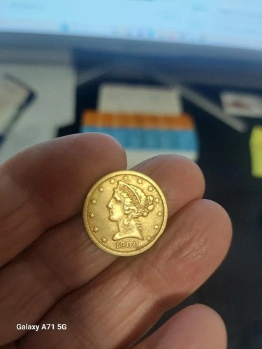 AU 1900-P $5 Liberty Head Gold Half Eagle, U.S. Type Coin Almost Uncirculated