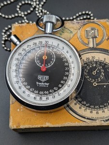 Vintage Heuer Stopwatch Swiss Made Original Box Manual Wind Timer Racing Watch