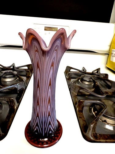 Fenton Glass Vase Purple Swung Boggy Bayou Drape 9" Ex Condition Rare - Stunning