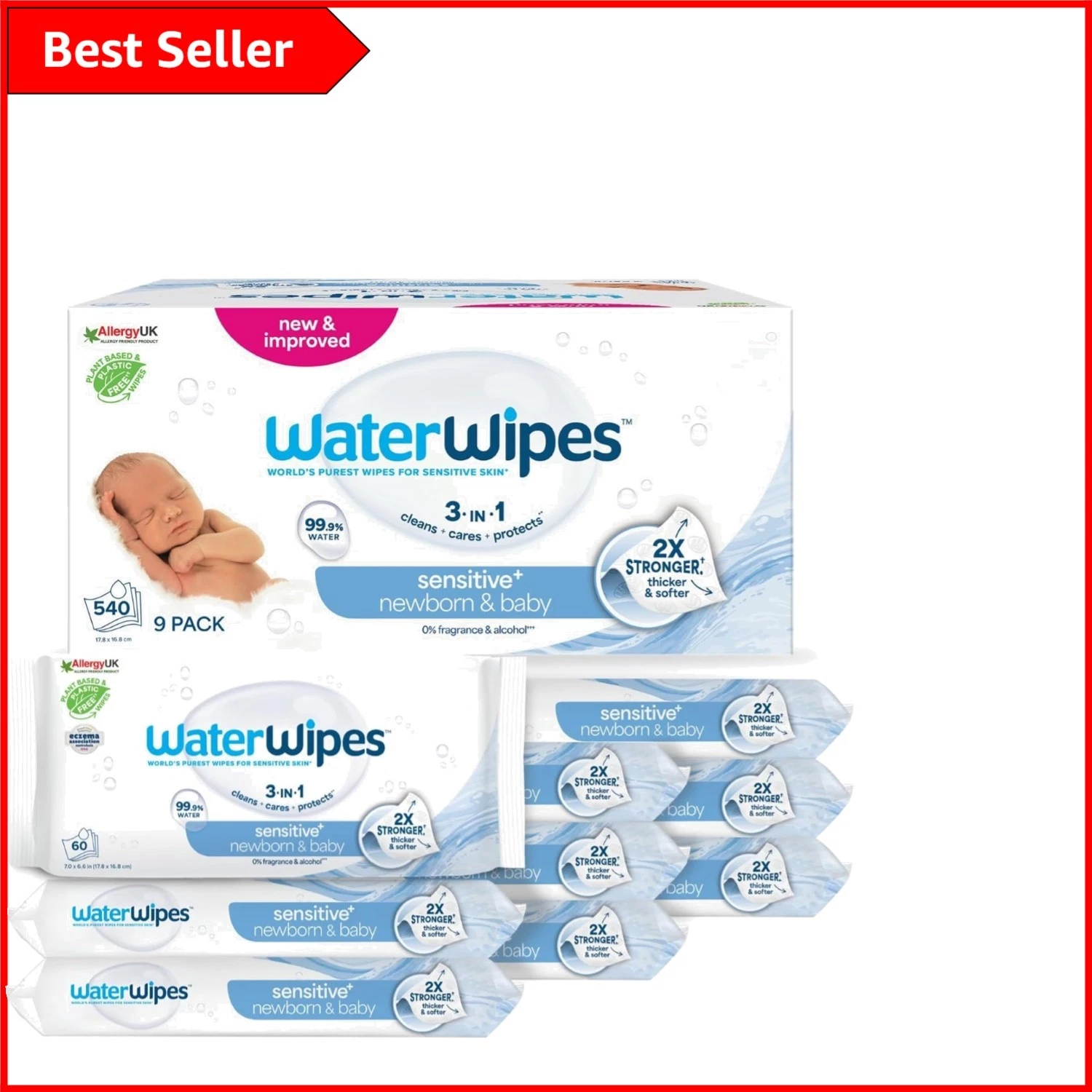 Sensitive+ Newborn & Baby Wipes - 540 Count, Gentle Cleansing for Delicate Skin
Opens in a new windo