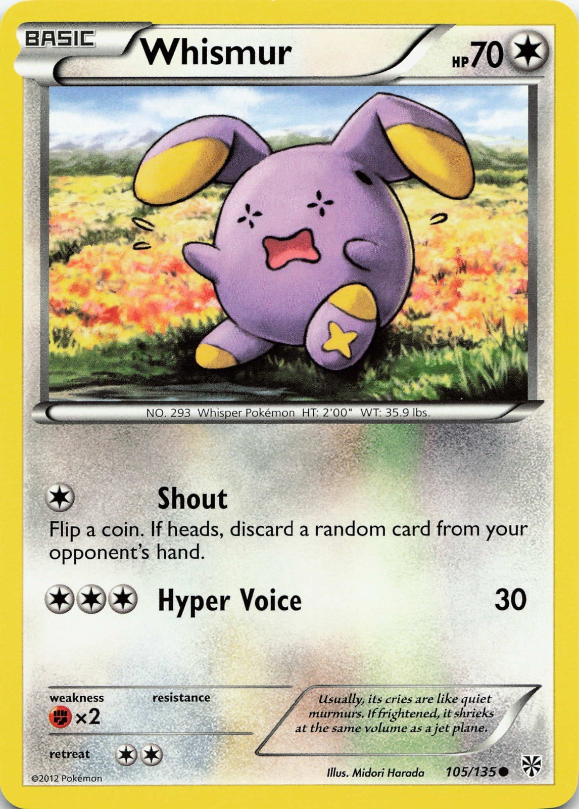 POKEMON Whismur #105/135 Plasma Storm NM
