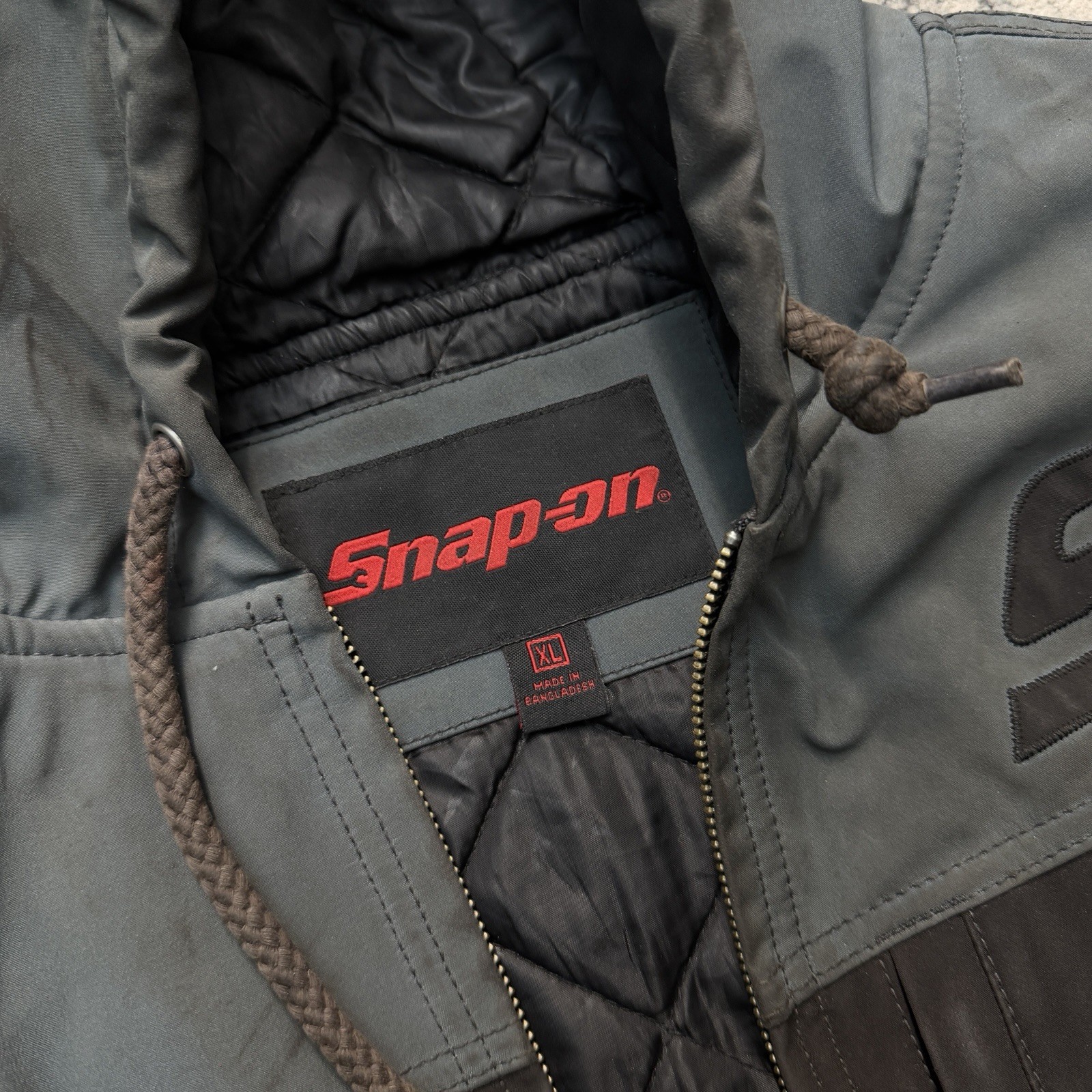 Snap-On Tools Heavy Work Jacket Flag Patch Hooded… - image 6