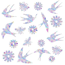 38pcs Rainbow Window Clings, Swallow Bee Flower Static Prism Bird Window 