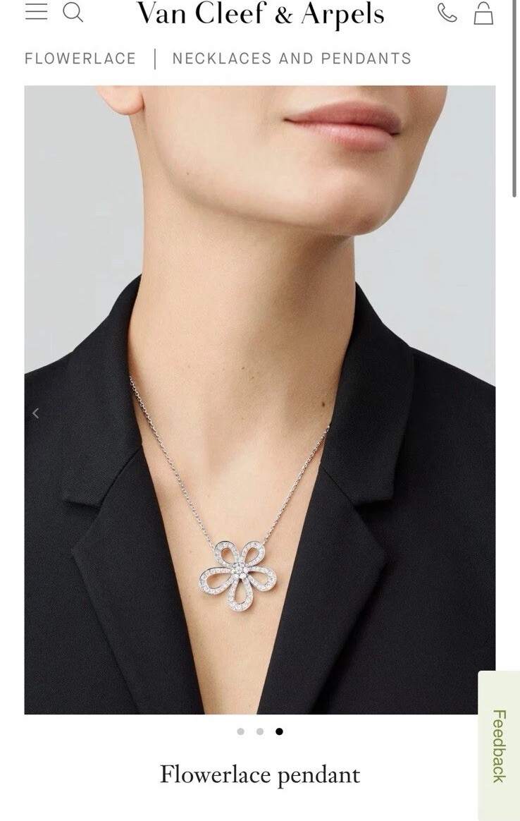 van cleef arpels 18k Flowerlace Diamond Necklace With Certificate