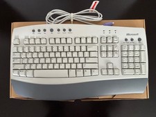 Microsoft Internet Keyboard Wired PC PS2 Computer Detachable Palm Rest Open Box