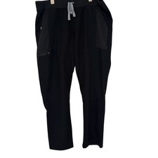 Figs Technical Collection Mens Black Drawstring Elastic Waistband Scrub Pants Si